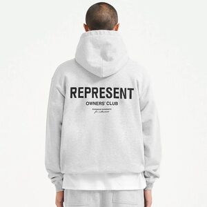 Represent Owners Club Hoodie in Light Grey Size Large